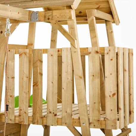 Aire de jeux bois, 2 balançoires, nid, toboggan, escalade, cabane woodi Marron 6 - vertbaudet enfant 