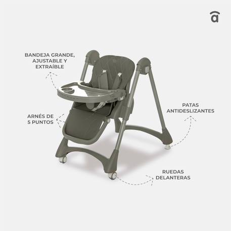 Chaise haute évolutive 6 niveaux pliable Soja Arbres Gris 3 - vertbaudet enfant 
