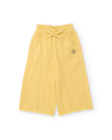 Pantalon pour fille en tissu coupe culotte Jaune 1 - vertbaudet enfant 
