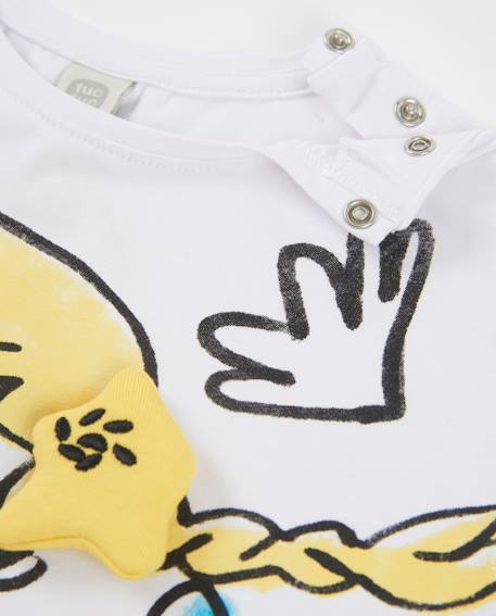 T-shirt en maille pour fille avec détail en relief Blanc 3 - vertbaudet enfant 