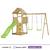 Aire de jeux bois, 2 balançoires, toboggan, escalade, bac à sable woodi Marron 6 - vertbaudet enfant 