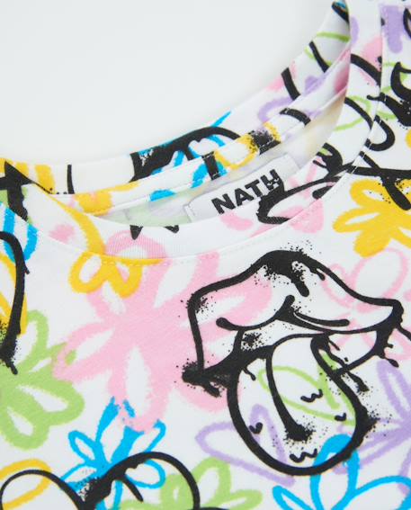 T-shirt fille en maille au style graffiti Blanc 3 - vertbaudet enfant 