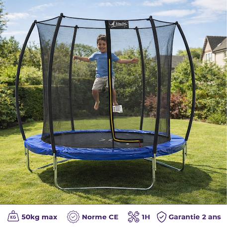 Trampoline rond ø 180cm avec filet de sécurité intérieur - fpr 180 Bleu 2 - vertbaudet enfant 