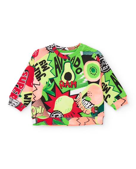 Sweat-shirt garçon en maille avec graphismes de bande dessinée Vert 1 - vertbaudet enfant 