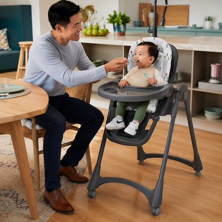 Chaise haute évolutive 6 niveaux pliable Soja Arbres Gris 4 - vertbaudet enfant 
