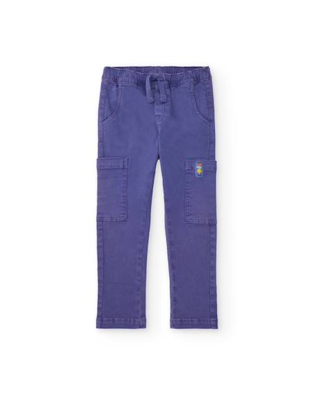 Pantalon garçon en tissu tissé avec design cargo Violet 1 - vertbaudet enfant 