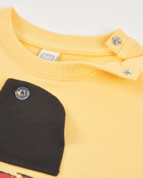 Sweat-shirt en maille pour garçon avec détail en relief Jaune 3 - vertbaudet enfant 