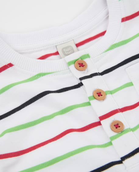 T-shirt garçon en maille à rayures Blanc 3 - vertbaudet enfant 