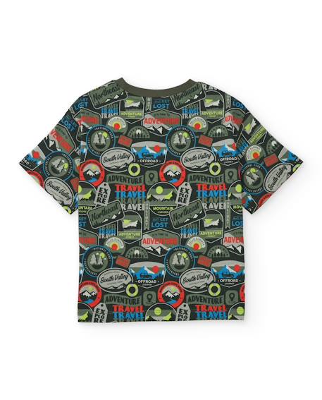 T-shirt garçon en maille à thématique aventurière Vert 2 - vertbaudet enfant 