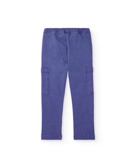 Pantalon garçon en tissu tissé avec design cargo Violet 2 - vertbaudet enfant 