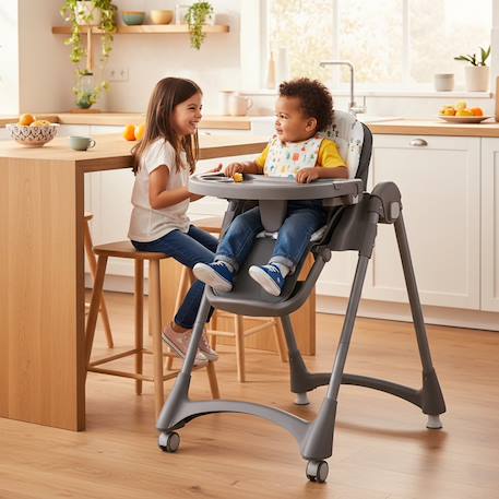 Chaise haute évolutive 6 niveaux pliable Soja Arbres Gris 6 - vertbaudet enfant 