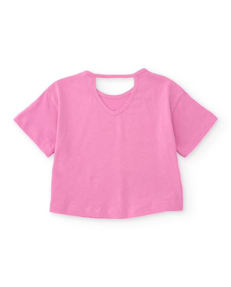 T-shirt fille en maille avec applications brillantes Rose 2 - vertbaudet enfant 