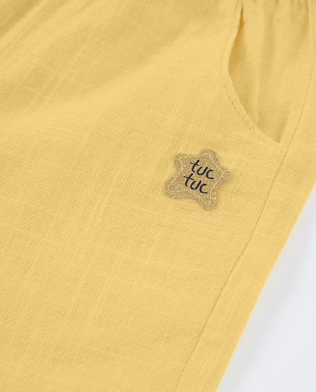 Pantalon pour fille en tissu coupe culotte Jaune 3 - vertbaudet enfant 