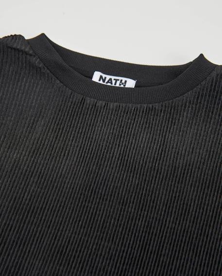 T-shirt fille en maille côtelée Noir 3 - vertbaudet enfant 