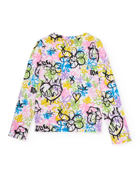 T-shirt fille en maille au style graffiti Blanc 2 - vertbaudet enfant 