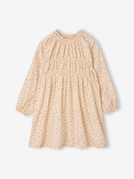 Robe courte fille manches longues cannelle+écru 4 - vertbaudet enfant 