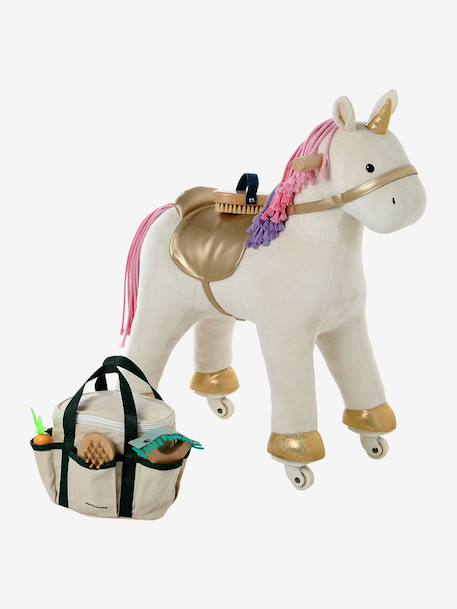 Cheval à roulettes en bois FSC® Grand cheval+Grande licorne+Petit cheval+Petite licorne 25 - vertbaudet enfant 