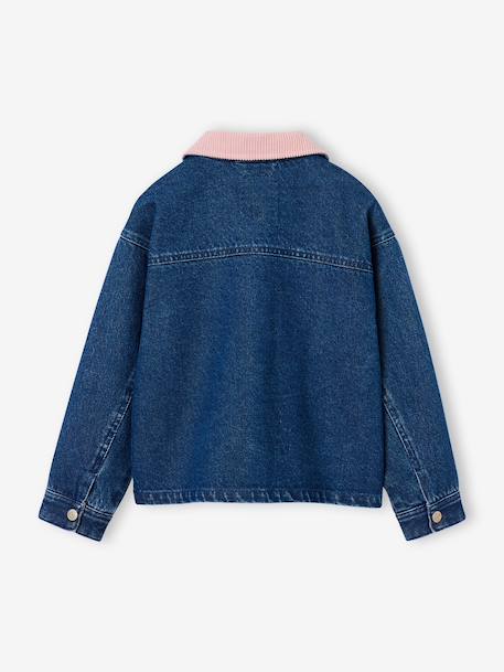 Veste denim fille col velours bleu moyen 7 - vertbaudet enfant 