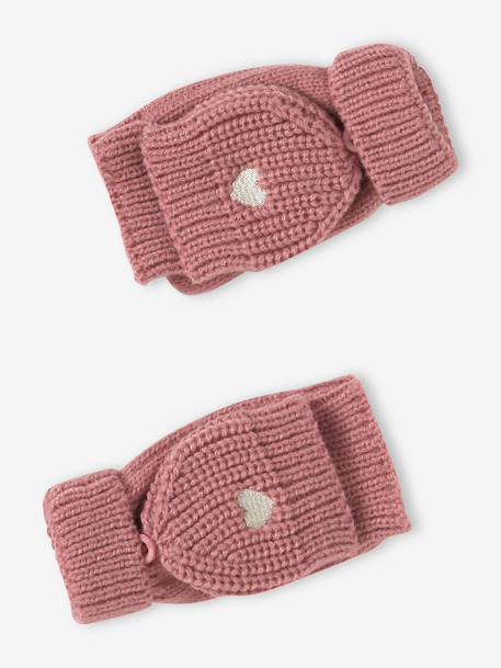 Ensemble fille tricot bonnet, snood et mitaines rose 3 - vertbaudet enfant 