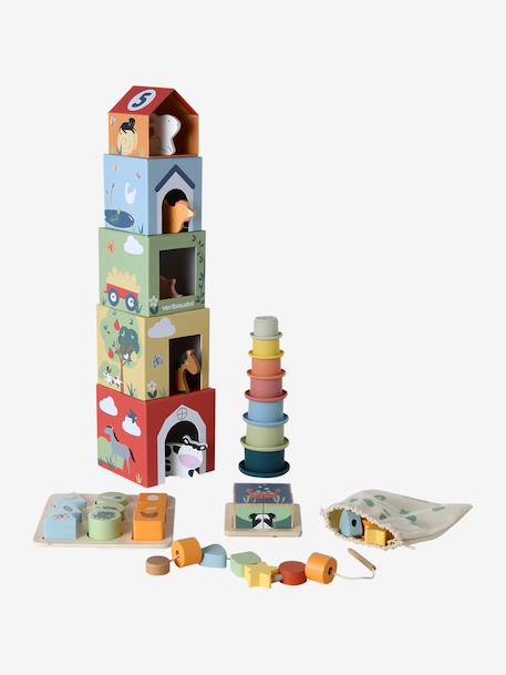 Coffret 5 jouets d’éveil bois FSC® multicolore 2 - vertbaudet enfant 