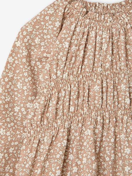 Robe courte fille manches longues cannelle+écru 3 - vertbaudet enfant 