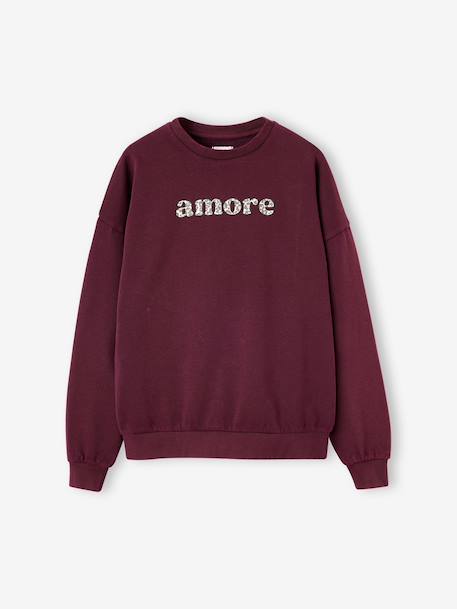 Sweat fille oversize inscription léopard anthracite+bordeaux 8 - vertbaudet enfant 