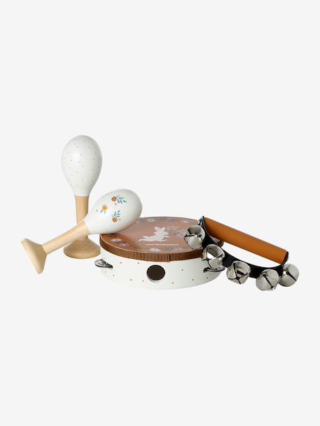 Set 3 instruments : maracas, tambourin, grelots en bois FSC® Rétro Flower 1 - vertbaudet enfant 