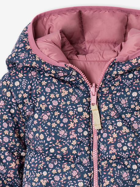 Doudoune fille légère réversible anthracite+mauve+rose pâle 14 - vertbaudet enfant 