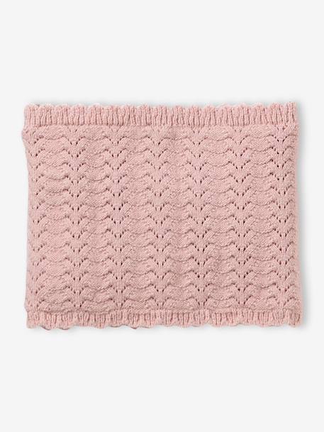 Ensemble bébé fille tricot bonnet snood moufles rose poudré 4 - vertbaudet enfant 