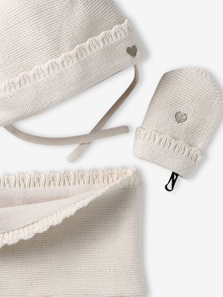 Ensemble bébé fille tricot bonnet snood moufles écru 5 - vertbaudet enfant 