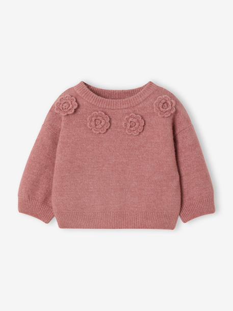 Pull bébé fille manches longues rose poudré 1 - vertbaudet enfant 