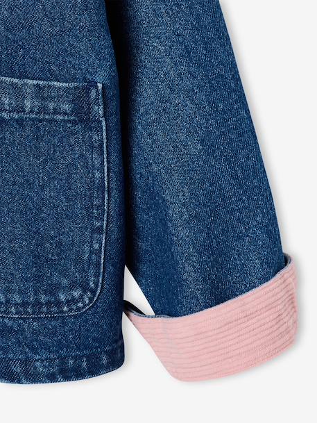 Veste denim fille col velours bleu moyen 9 - vertbaudet enfant 