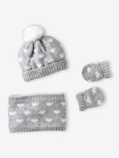 Ensemble bébé fille tricot bonnet, snood et moufles   - vertbaudet enfant