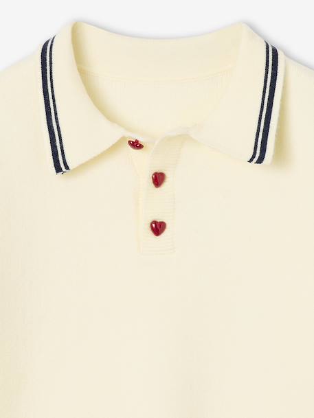 Pull polo fille manches longues écru 3 - vertbaudet enfant 