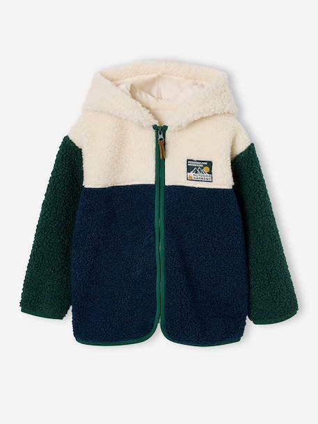 Gilet zippé à capuche garçon bleu moyen+vert sapin 8 - vertbaudet enfant 