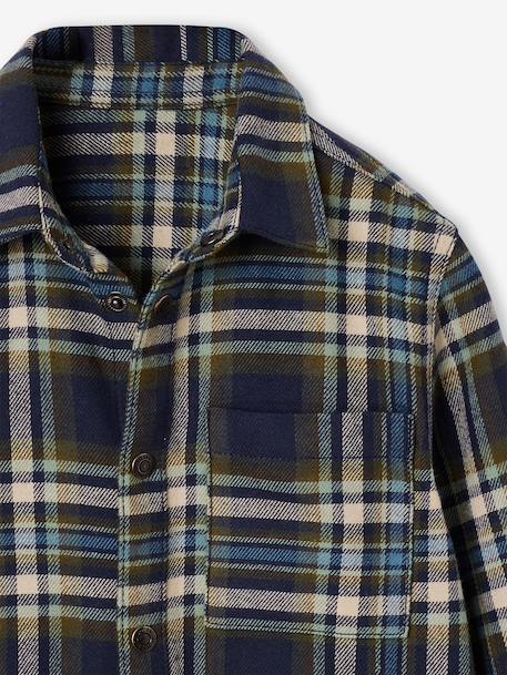 Chemise à carreaux en flanelle garçon bleu ardoise+bleu nuit+camel+carreaux marine+carreaux vert+vert anglais 24 - vertbaudet enfant 