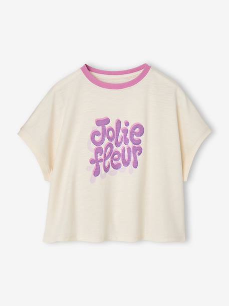 T-shirt manches courtes fille écru 1 - vertbaudet enfant 