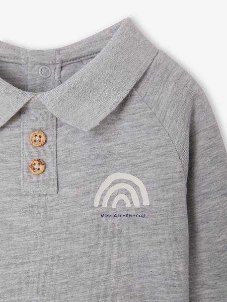 Lot de 2 bodies naissance manches longues col polo gris chiné 6 - vertbaudet enfant 