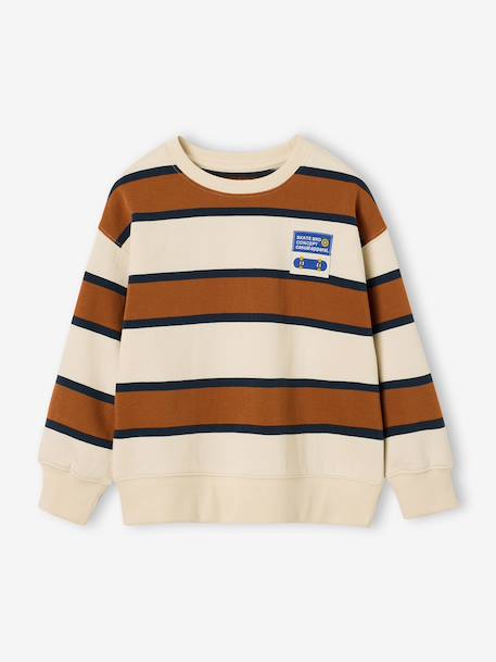 Sweat garçon col rond marine+noisette+pistache 8 - vertbaudet enfant 