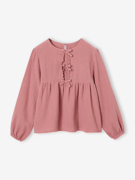 Blouse manches longues fille blush+écru 3 - vertbaudet enfant 