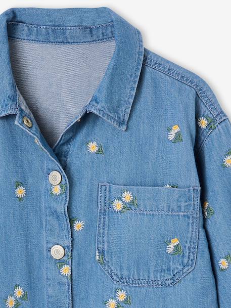 Chemise fille manches longues bleu jean 3 - vertbaudet enfant 