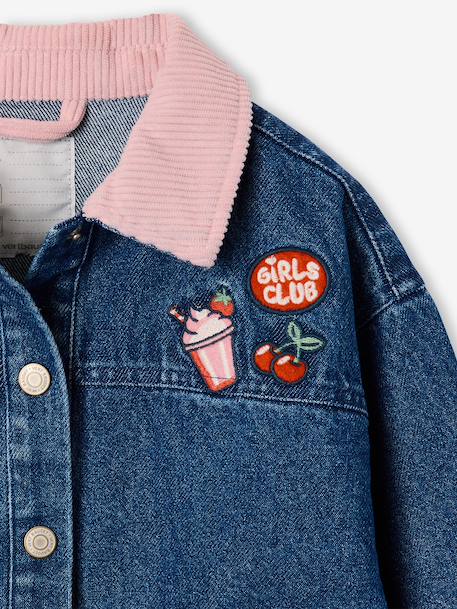 Veste denim fille col velours bleu moyen 8 - vertbaudet enfant 