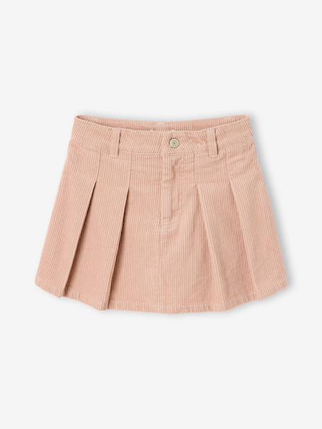 Jupe short fille plissée beige+bordeaux+vert anglais 1 - vertbaudet enfant 