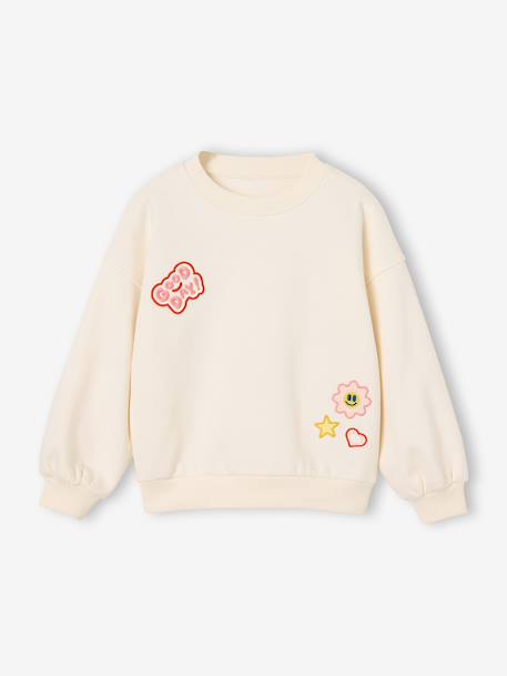 Sweat fille manches longues écru 1 - vertbaudet enfant 