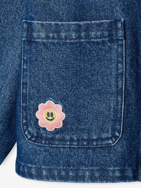 Veste denim fille col velours bleu moyen 10 - vertbaudet enfant 