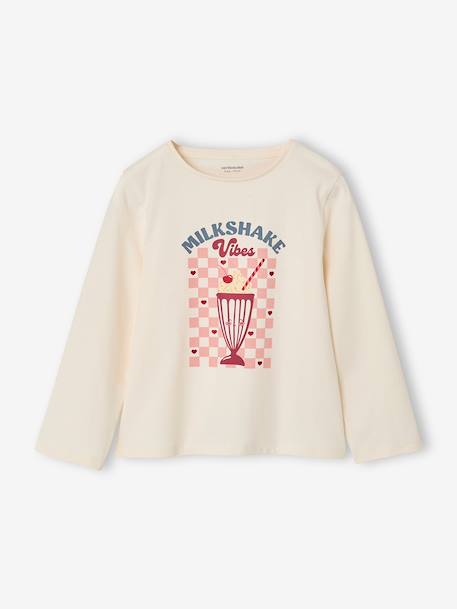 T-shirt manches longues fille écru 1 - vertbaudet enfant 