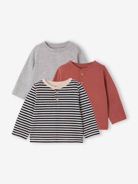 Lot de 3 tee-shirts bébé noix de pécan+terracotta 8 - vertbaudet enfant 