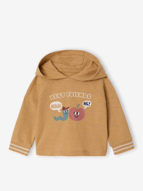 T-shirt à capuche manches longues bébé garçon ocre 1 - vertbaudet enfant 