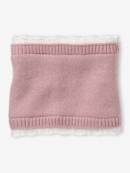 Ensemble fille bonnet, snood et gants en tricot rose pâle 4 - vertbaudet enfant 