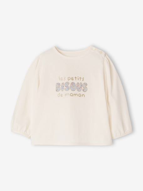 T-shirt manches longues bébé fille écru 1 - vertbaudet enfant 